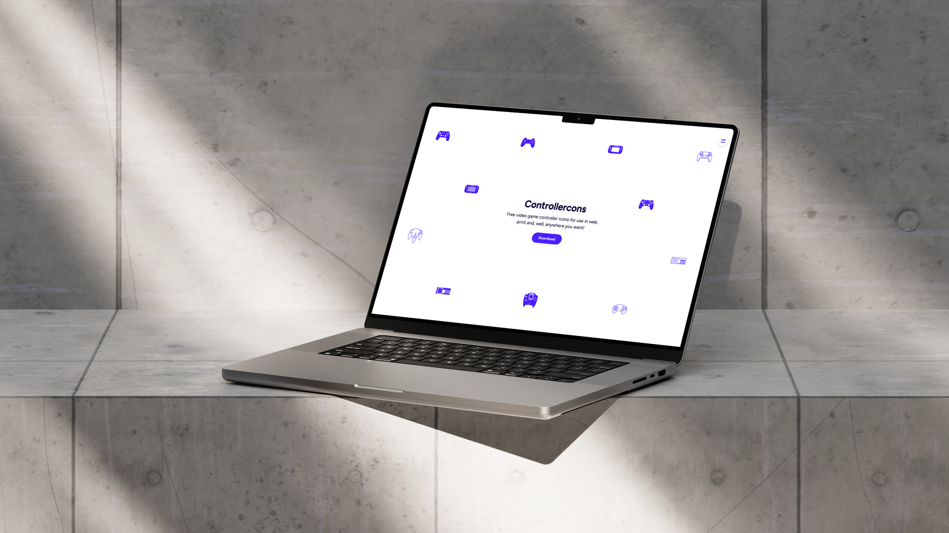 Homepage of Controllercons website on a MacBook mockup