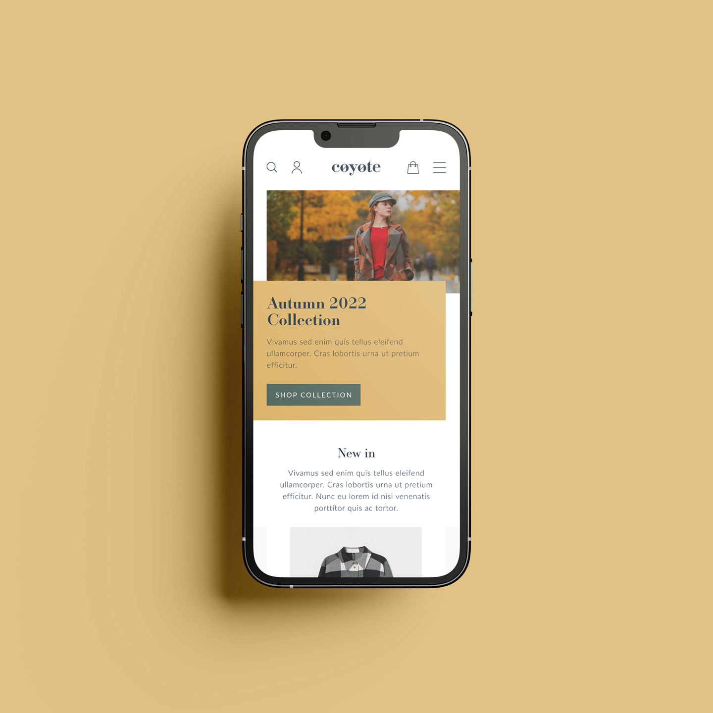 Mobile homepage mockup