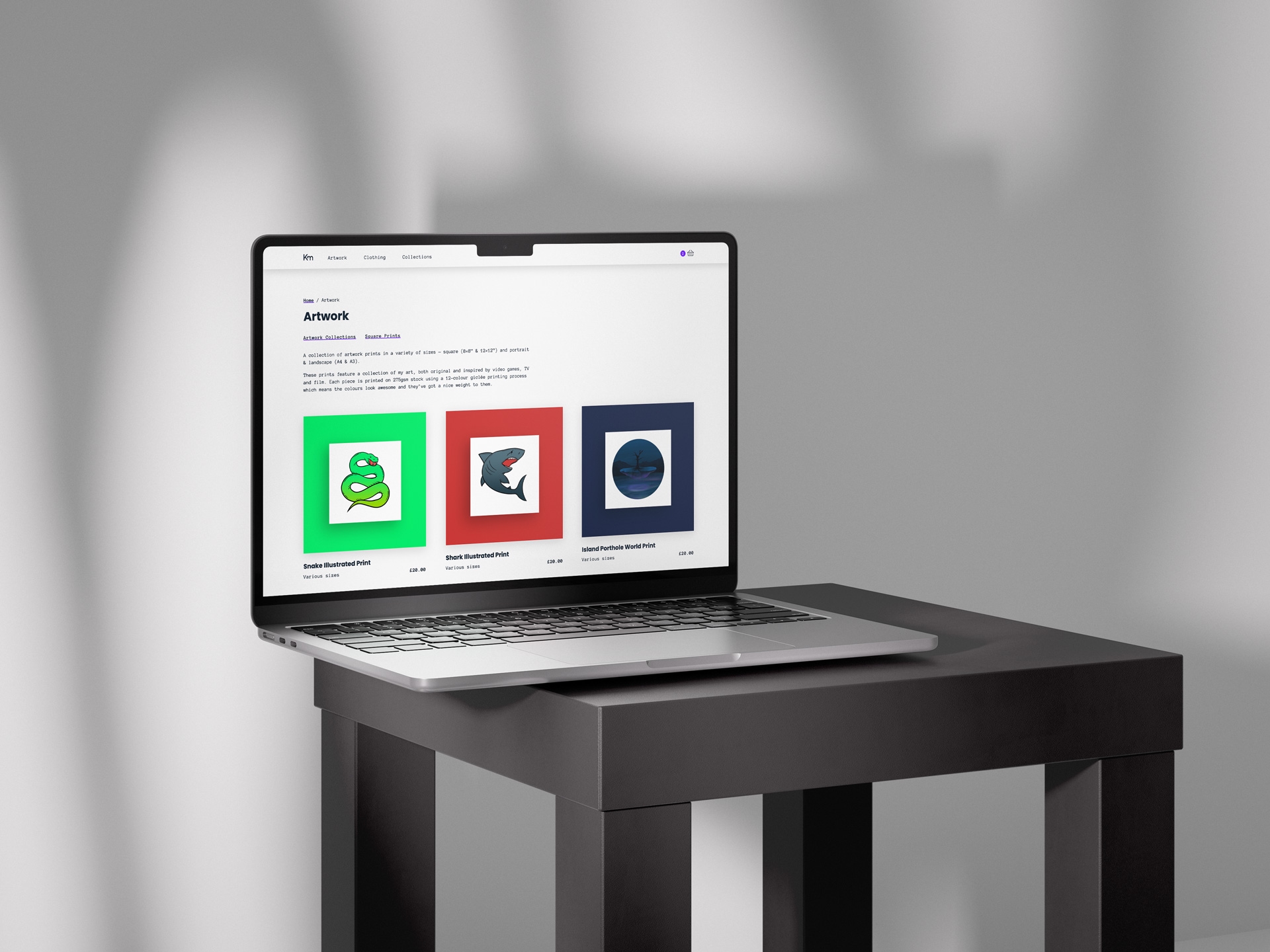 Category page mockup on Macbook