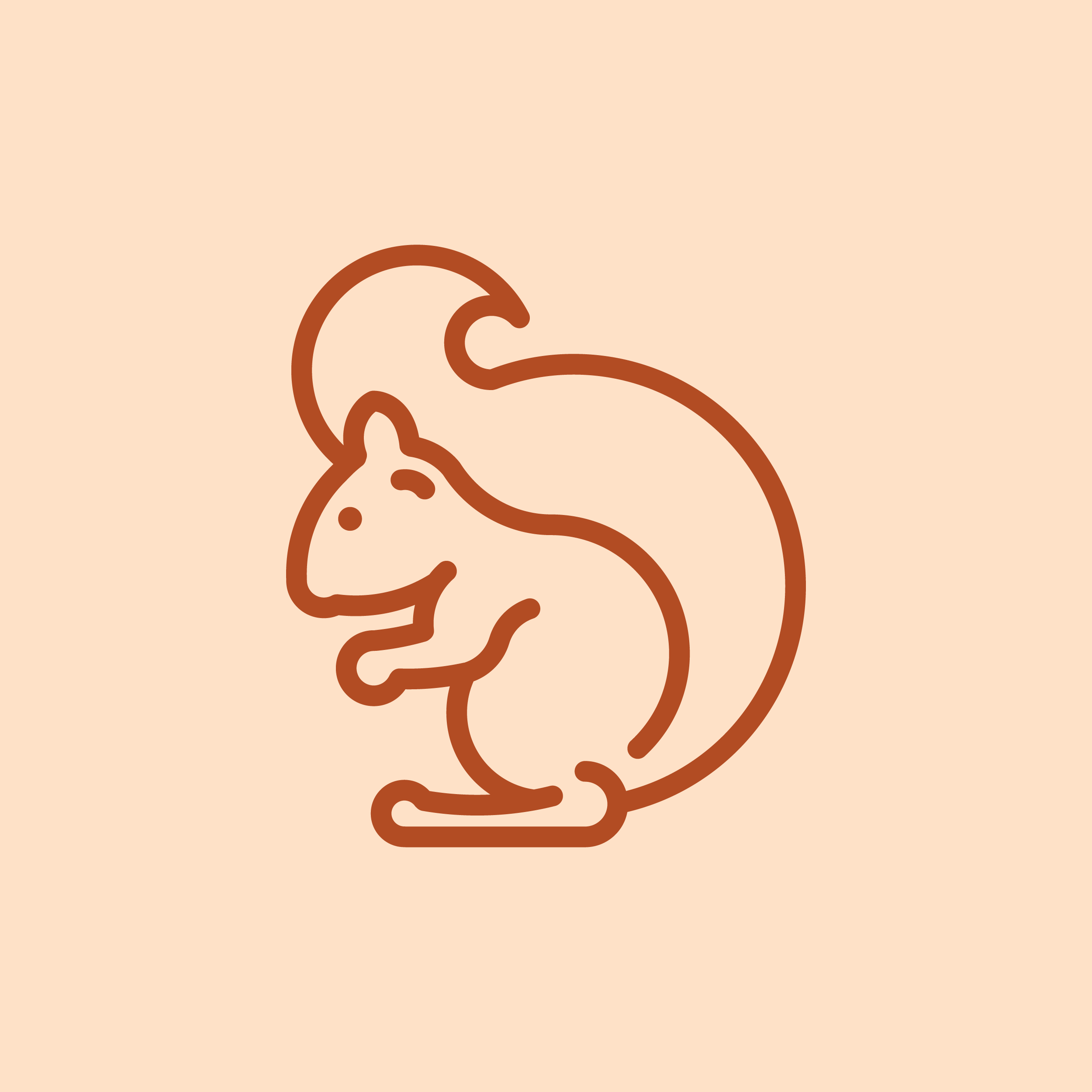 Coloured emblem design of an outlined squirrel