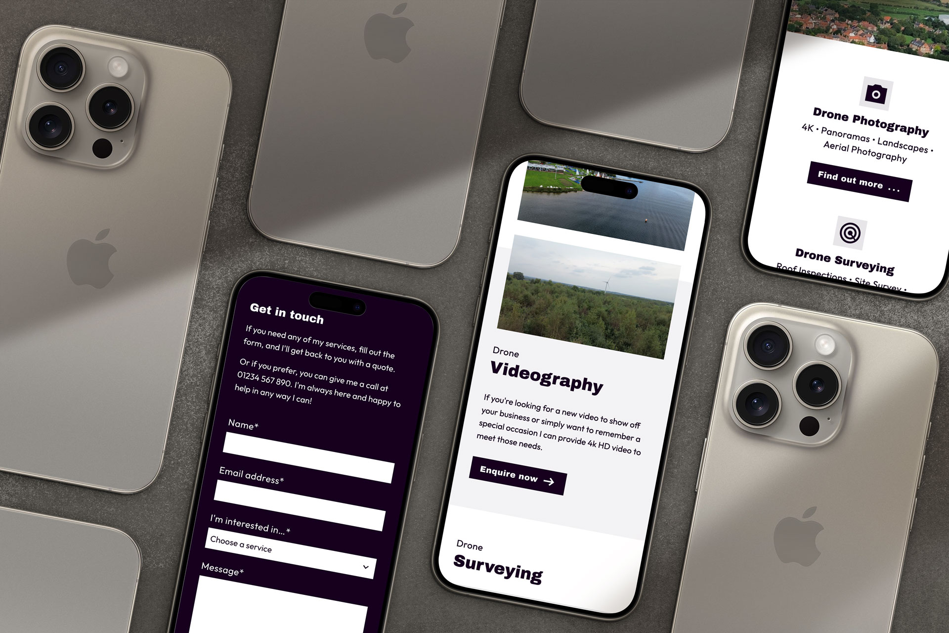 A grid of iPhone mockups