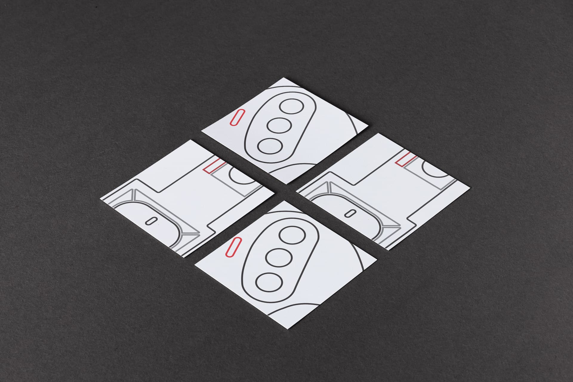 Grid of four Controllercon prints on a mid background